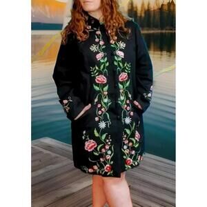 Victor Costa 3X Amazing Asian Embroidered Long Pique Woven Jacket Coat # W7